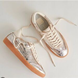 Dolce Vita Notice Metallic Silver and Cream Sneakers